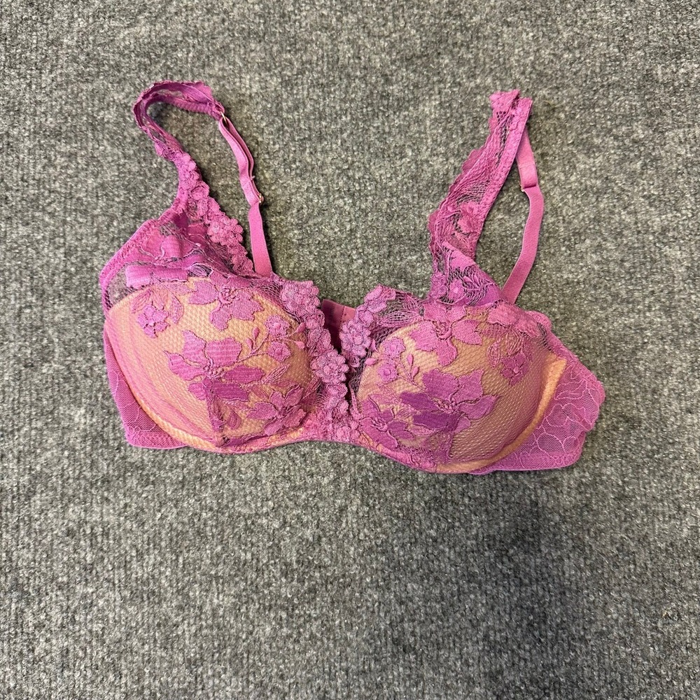 Intimissimi Bra Womens Size34B Magenta Pink Floral Lace Push Up Padded Underwire